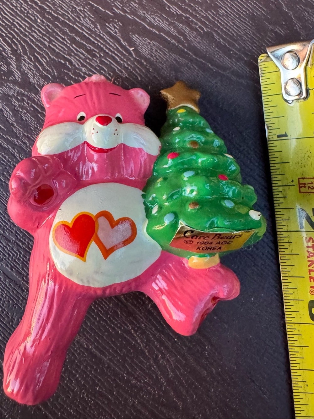 Care Bears Pink Heart Bear Holding Green Tree Figurine